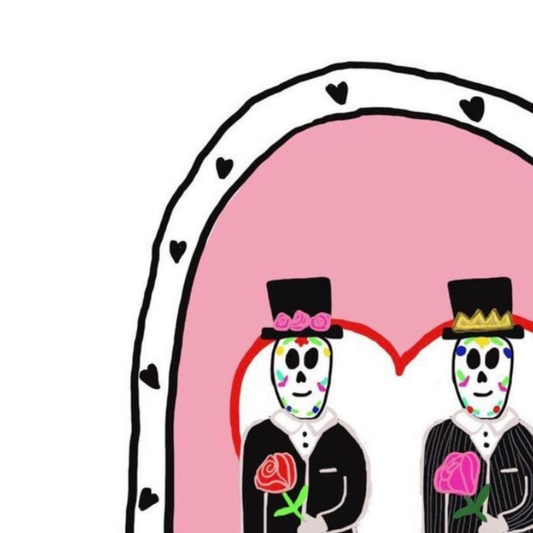 Sugar Skull Gay Couple Valentine's Day Card