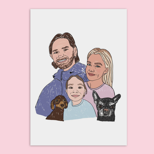 4 Person Portrait A4 Print