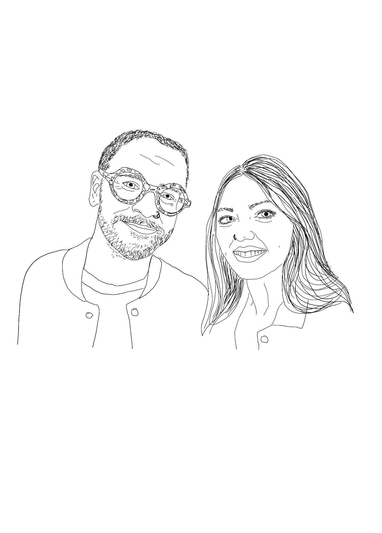 Custom Couple Portrait A4 Art Print