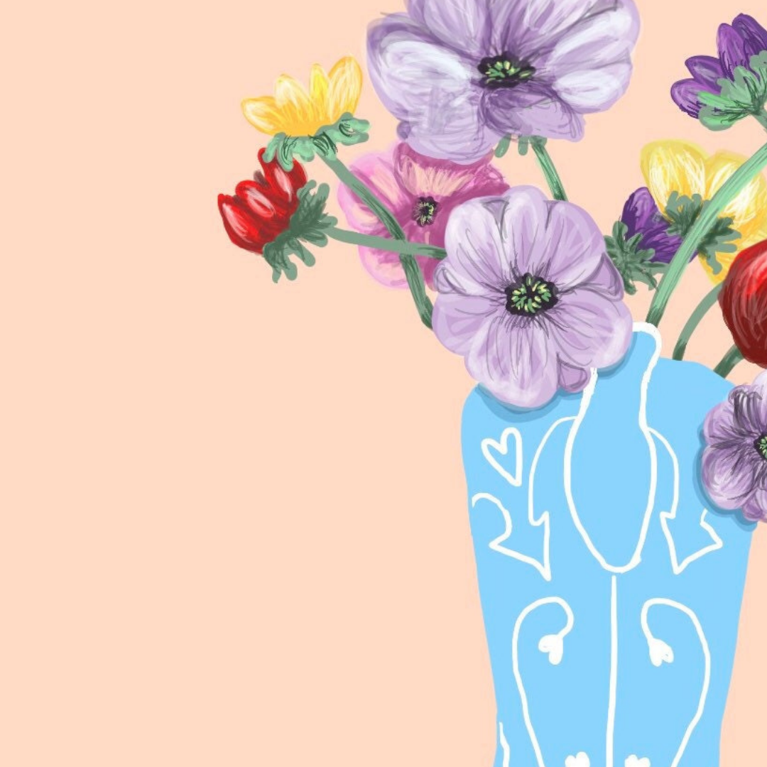 Flowers In A Cowboy Boot A4 Art Print