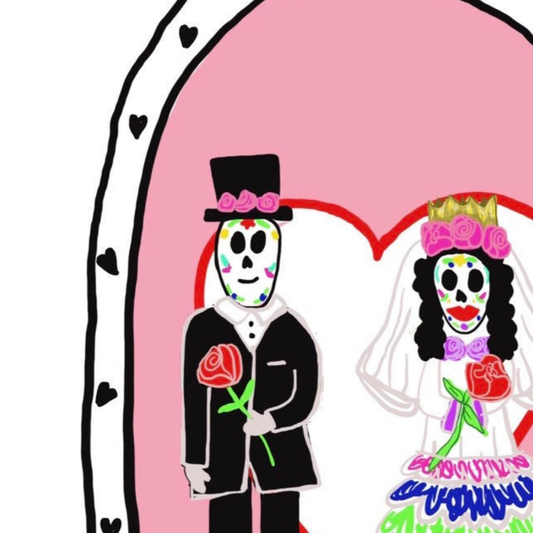 Day Of The Dead Couple Wedding Card