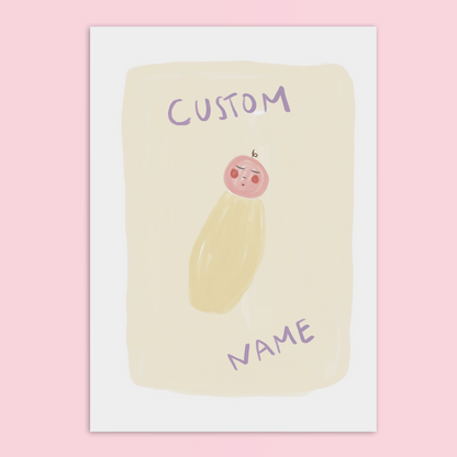 New Baby Personalised Portrait A4 Print