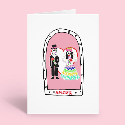 Day Of The Dead Couple Wedding Card