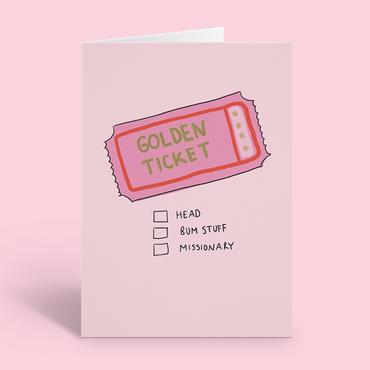 Naughty Golden Ticket Valentine's Day Card
