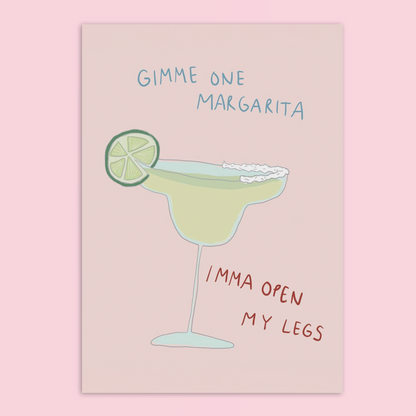 Gimme One Margarita Cocktail A4 Art Print