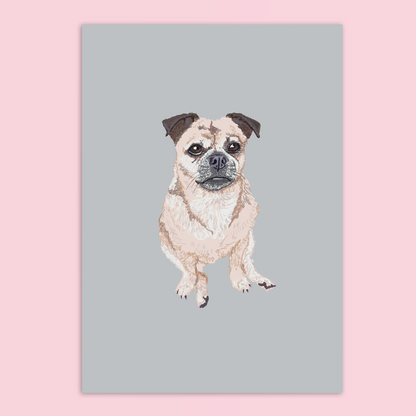 1 Pet Custom Portrait A4 Art Print