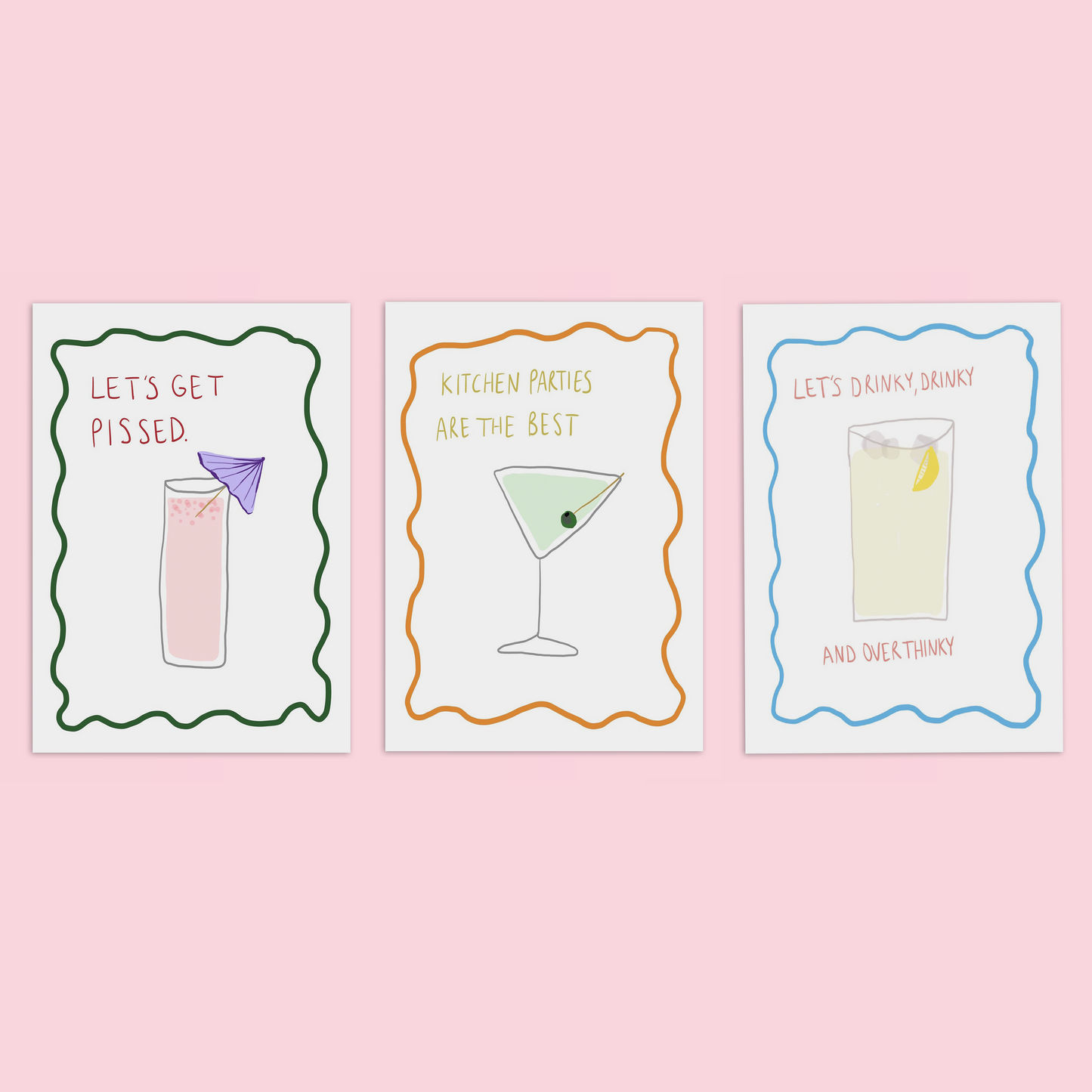 The Drink Set Of 3 A4 Art Prints
