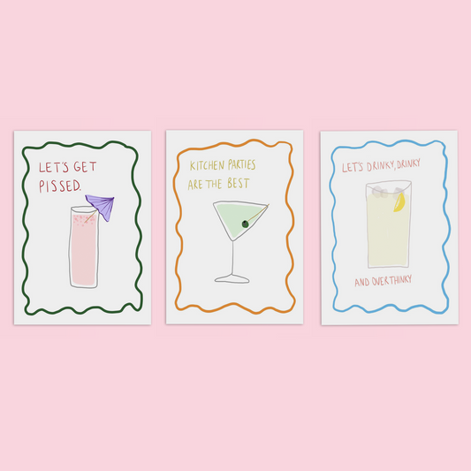The Drink Set Of 3 A4 Art Prints