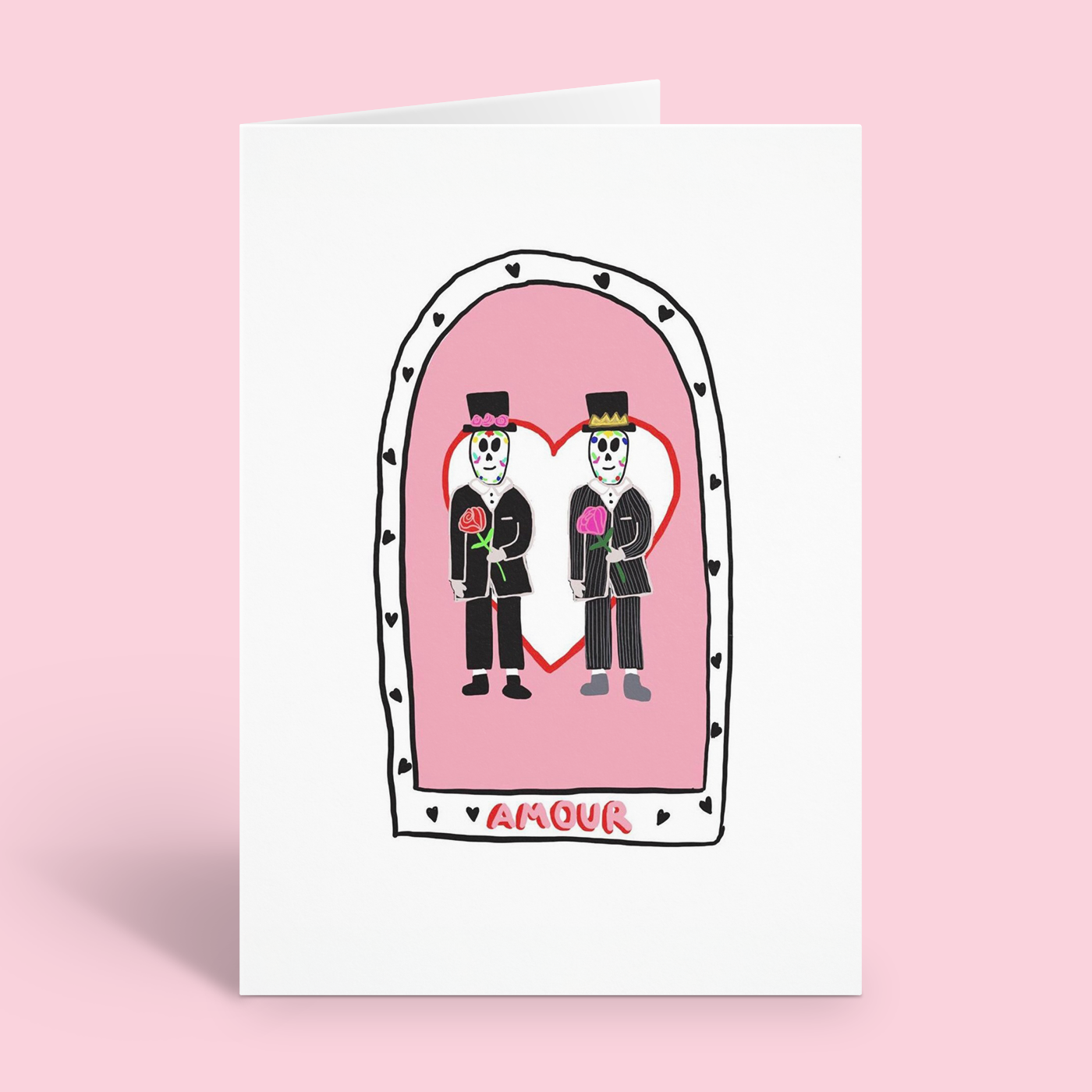Sugar Skull Gay Couple Valentine's Day Card
