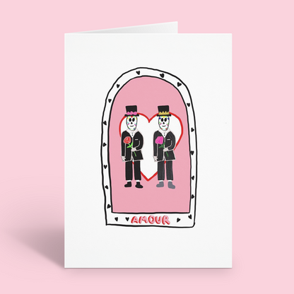 Sugar Skull Gay Couple Valentine's Day Card